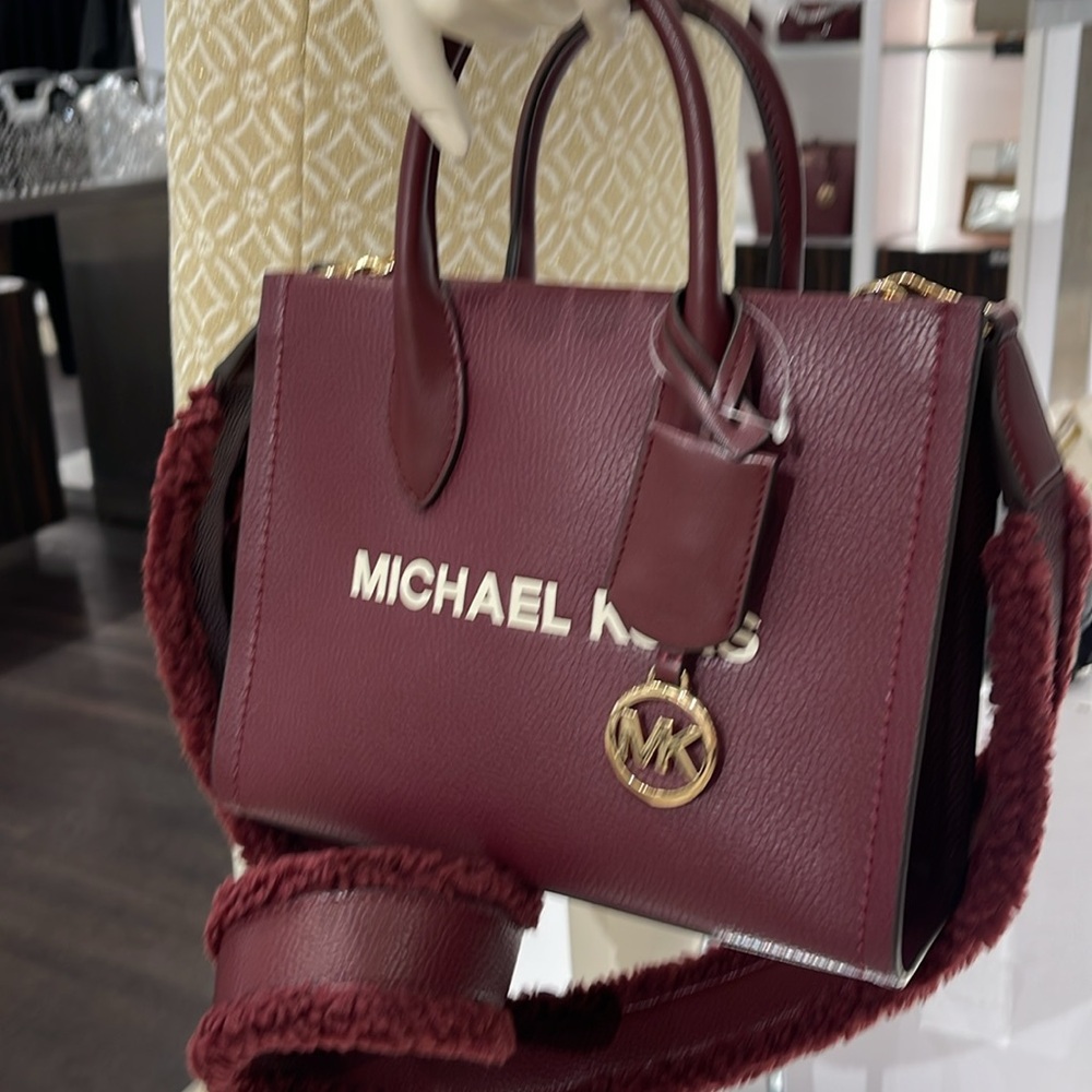 Michael Kors Mirella Small Pebbled Leather Shopper Top Zip Crossbody XBody Bag - Picture 16 of 16